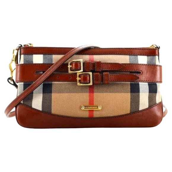 Burberry Handbags - Burberry Bridle Peyton House CheckTartan Leather Fabric Shoulder Crossbo…